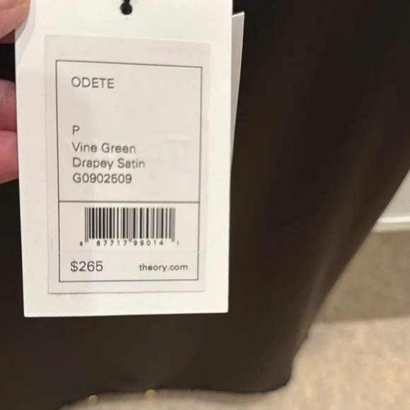 NWT Theory Vine Green silk camisole top SP - Picture 4 of 7